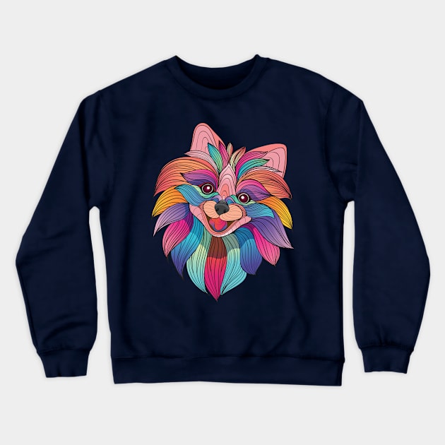 fluffy dog head Crewneck Sweatshirt by Mako Design 